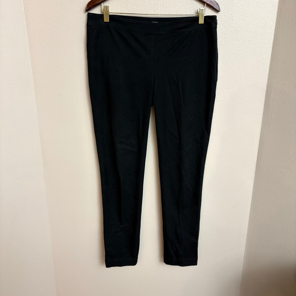 Eileen Fisher Skinny Ankle Pants Size S Black Organic Cotton Stretch Side Zip